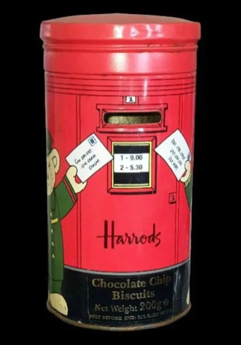 Vintage Harrods Post Box Biscuit Tin/Money Box - Image 1