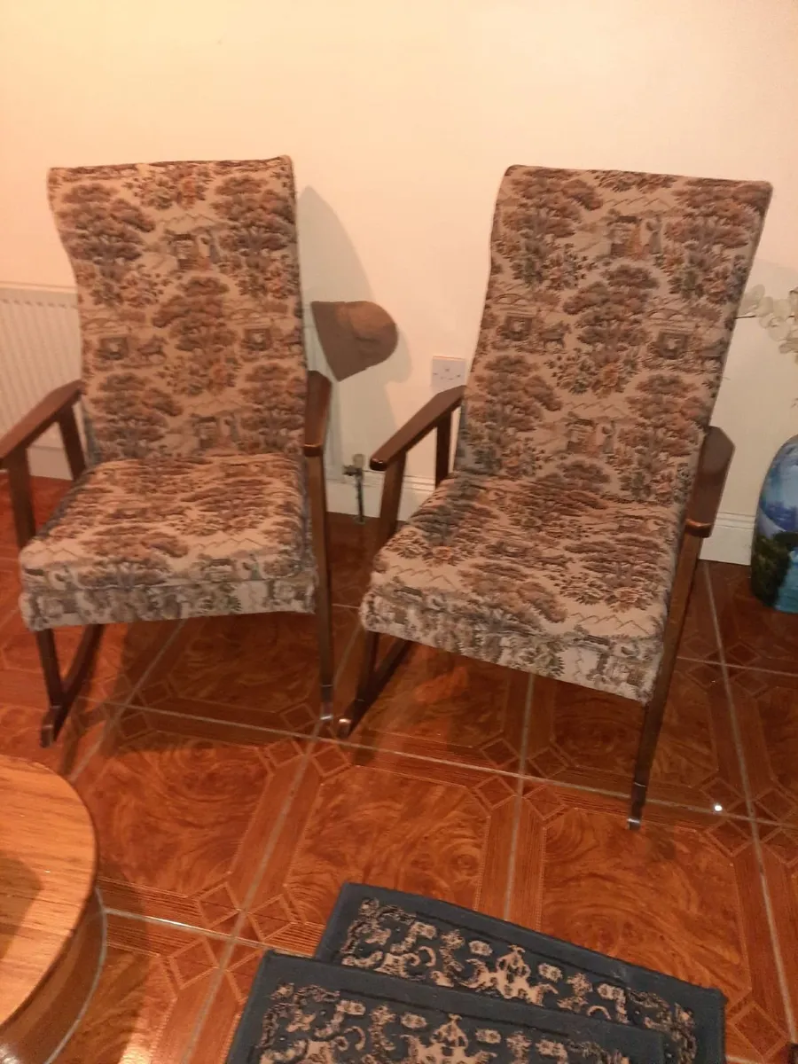 Pair of vintage rocking armchairs - Image 1