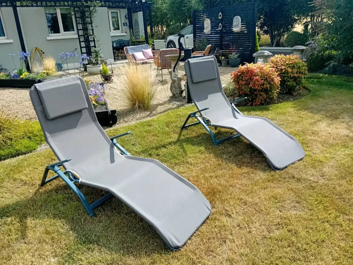 Two garden sunloungers - Image 4