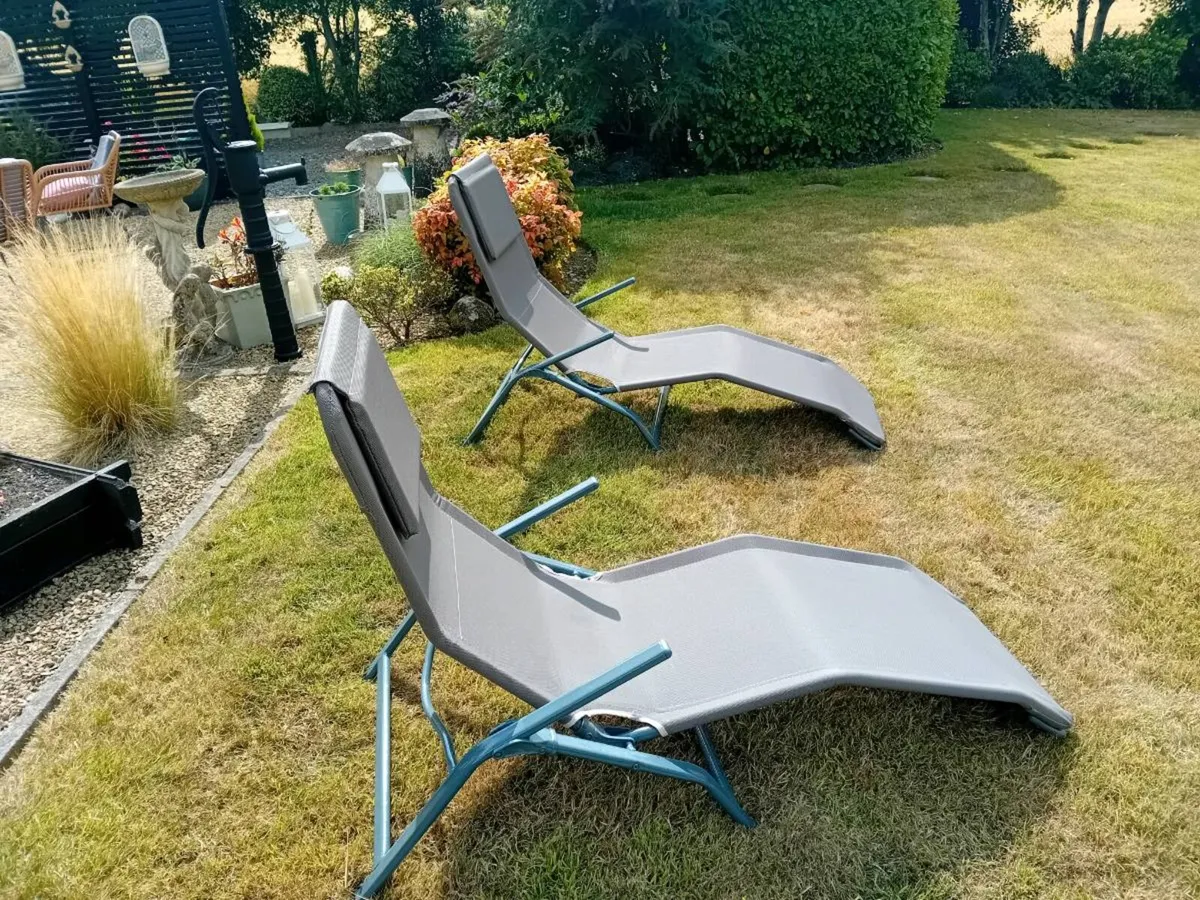 Two garden sunloungers - Image 2