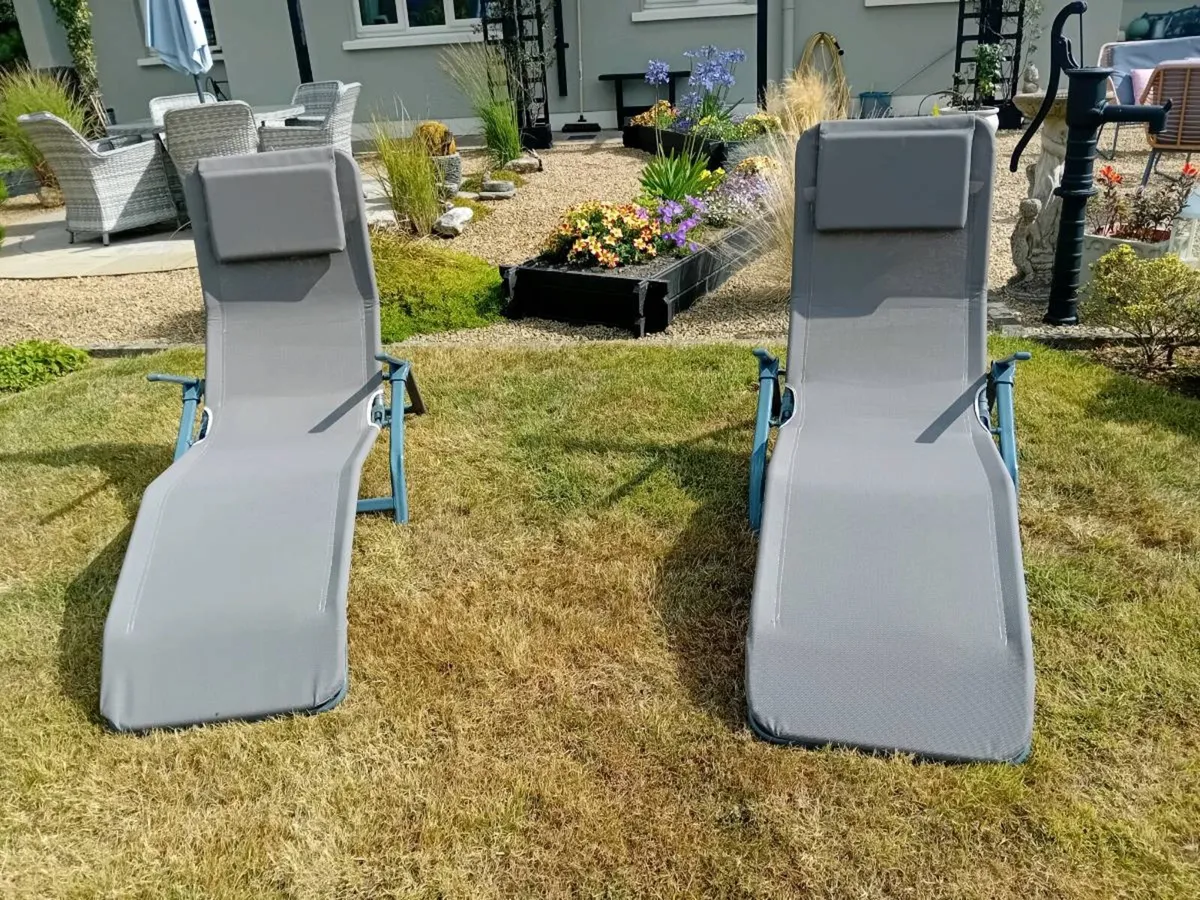 Two garden sunloungers - Image 3