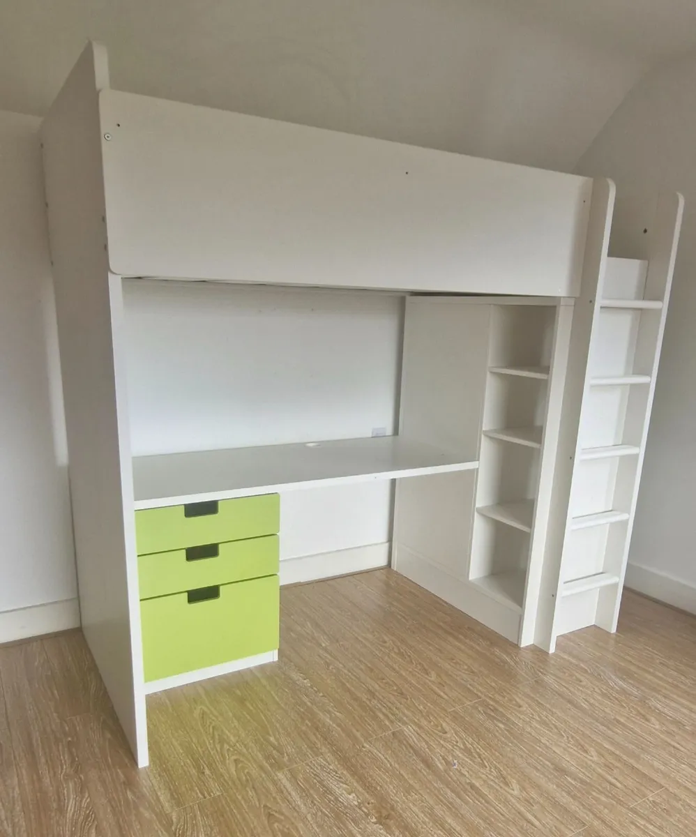 IKEA Loft Bed & Blue Desk Chair - Image 1