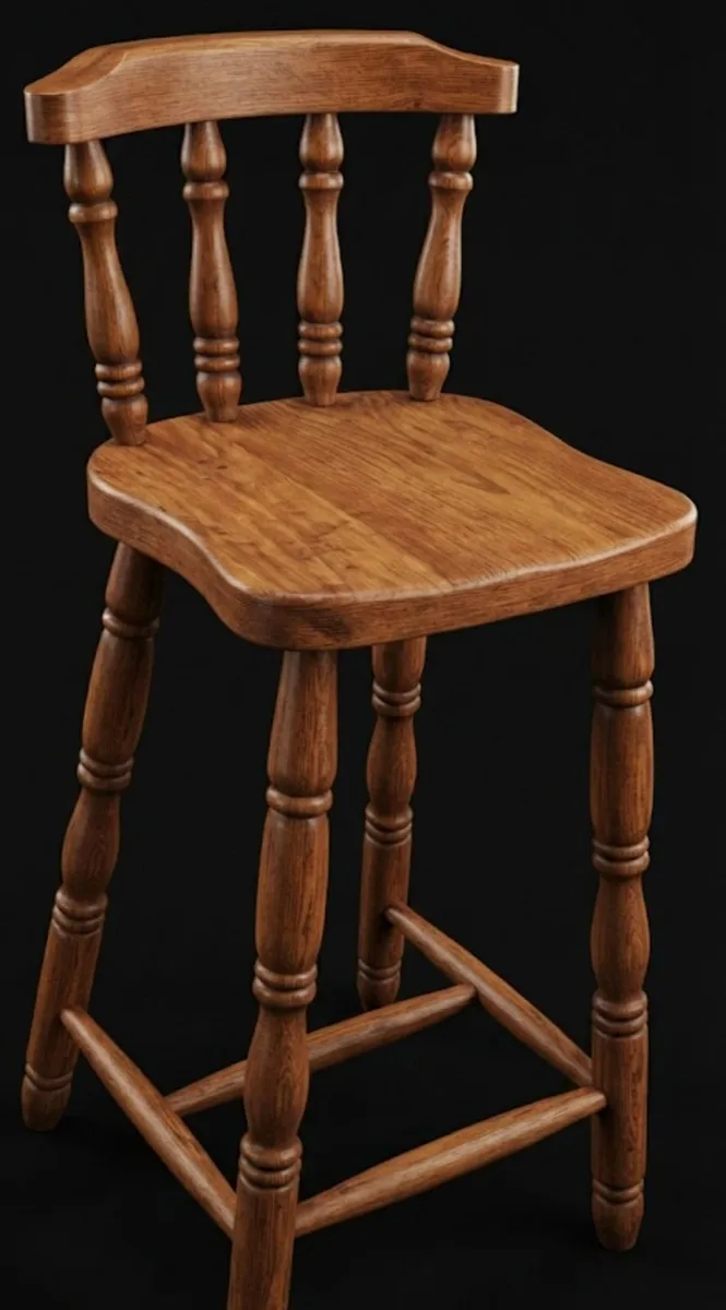 Stunning Pair of Solid Wooden Bar Stools... - Image 2