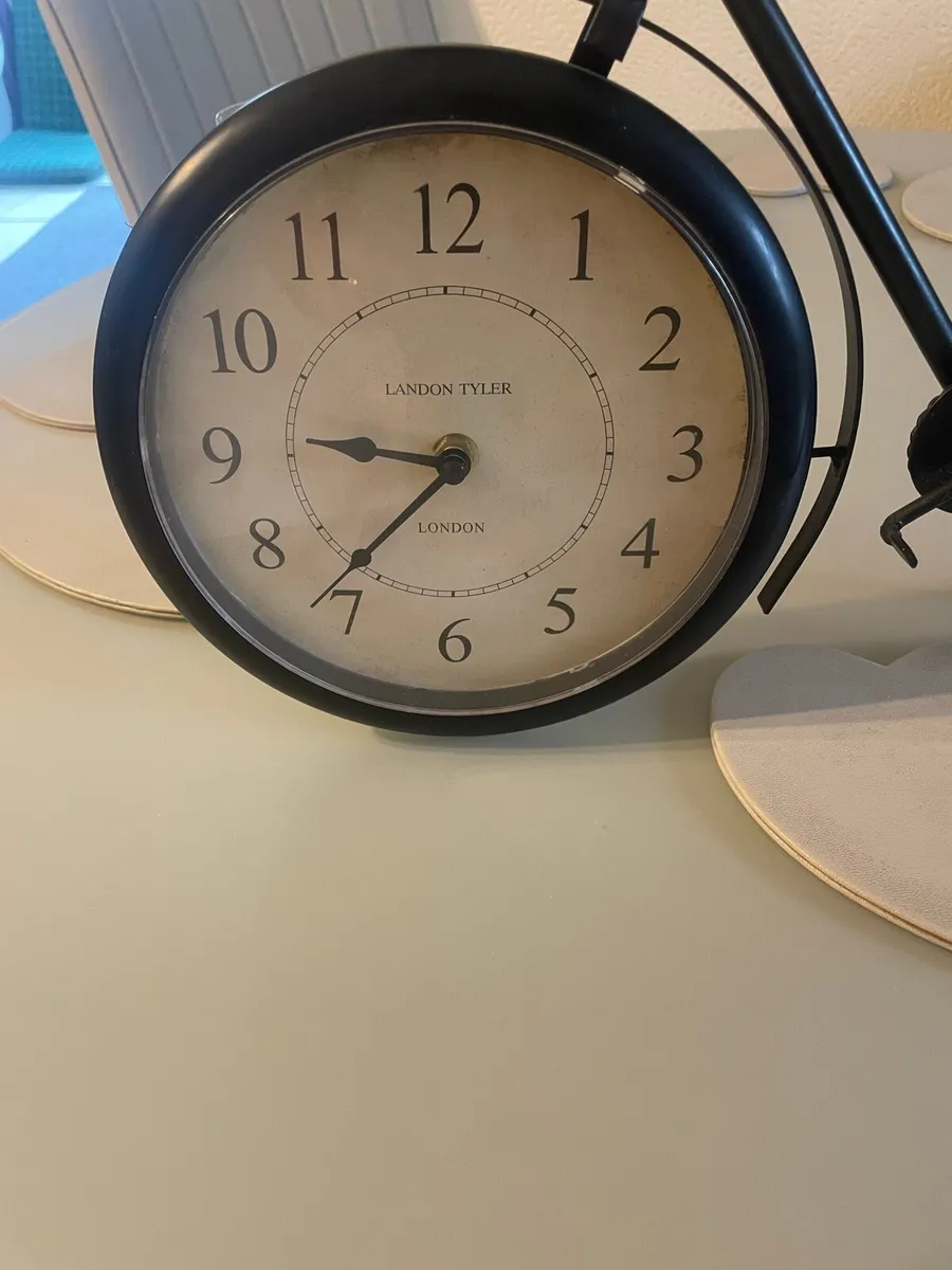 Vintage Metal Bicycle Table Clock / Desk Ornament - Image 1