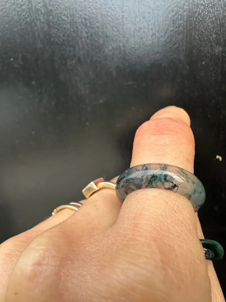 Natural Moss Agate Ring (17mm) - Image 1