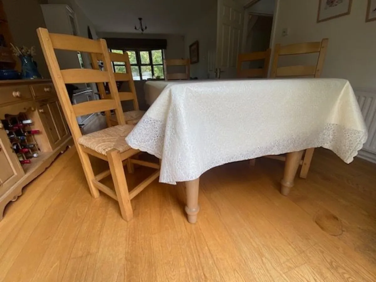 Solid Pine Dining Table & 5 Chairs - Image 2