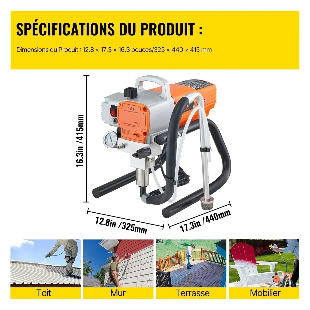 Airless Paint Sprayer Adjustable Pressure 1800W - Image 4