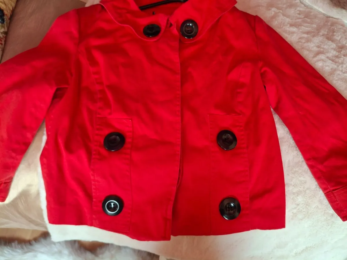 Gorgeous Red Cotton Denim Jacket – Size 12 - Image 2