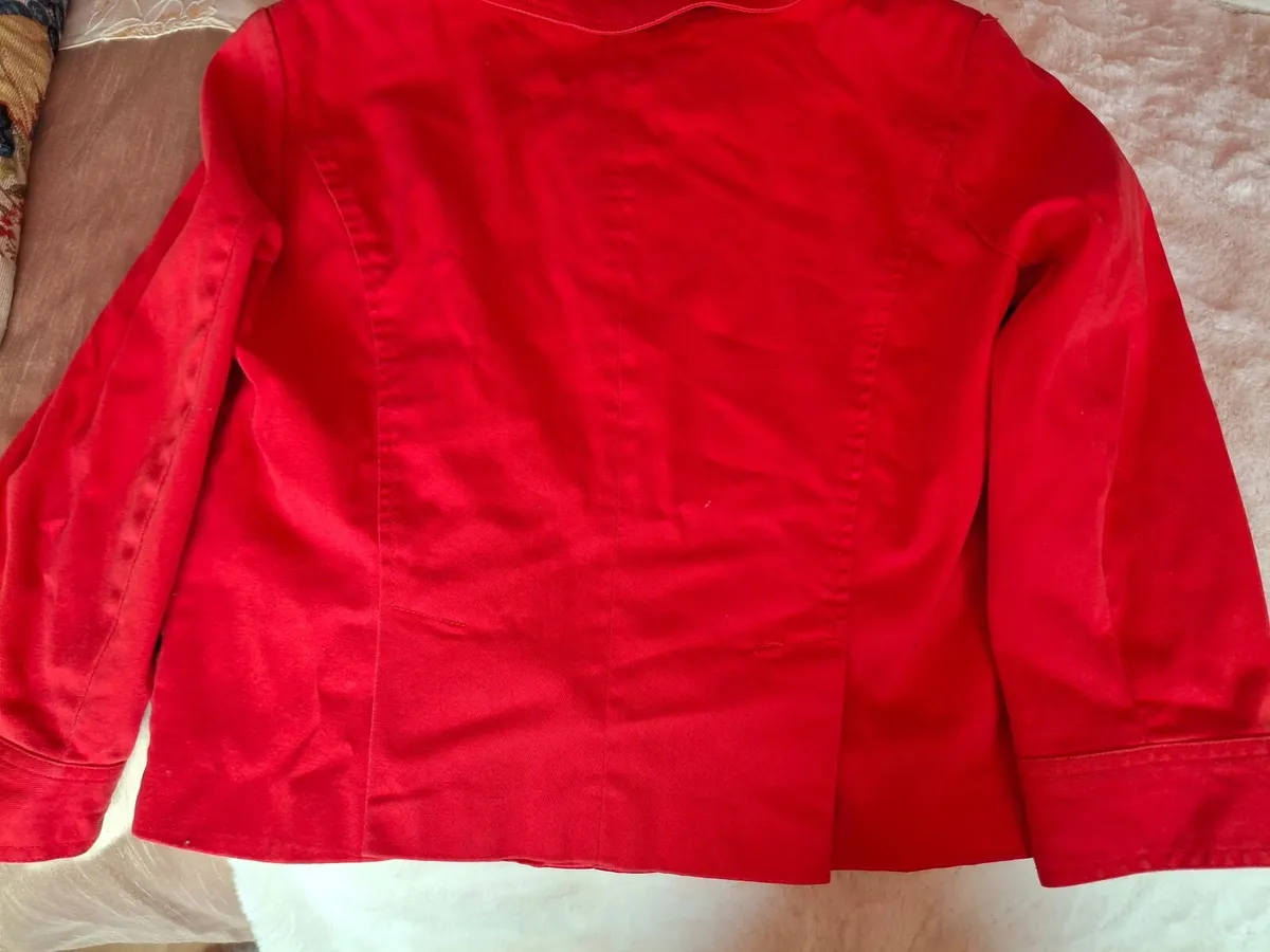 Gorgeous Red Cotton Denim Jacket – Size 12 - Image 3
