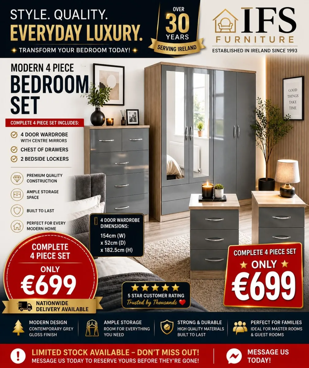 Modern 4 Piece Bedroom Set - ONLY €699 - Image 2