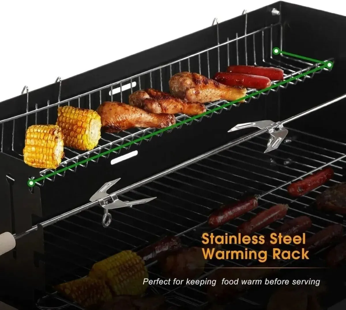Charcoal BBQ Grill with Side Shelves - Image 3