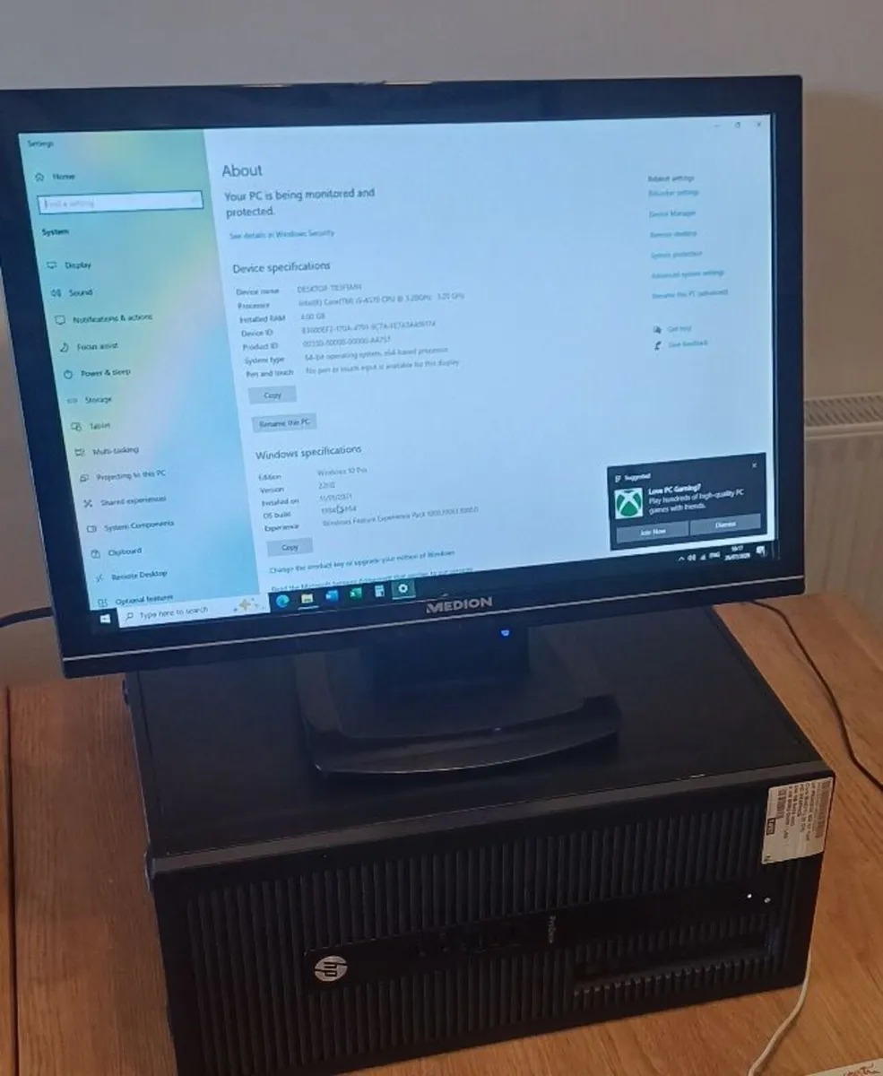HP Prodesk 600 desktop PC i5, 500 GB Window 10 Pro - Image 1