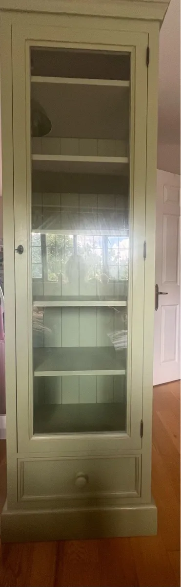 Sage green glass cabinet - Image 1