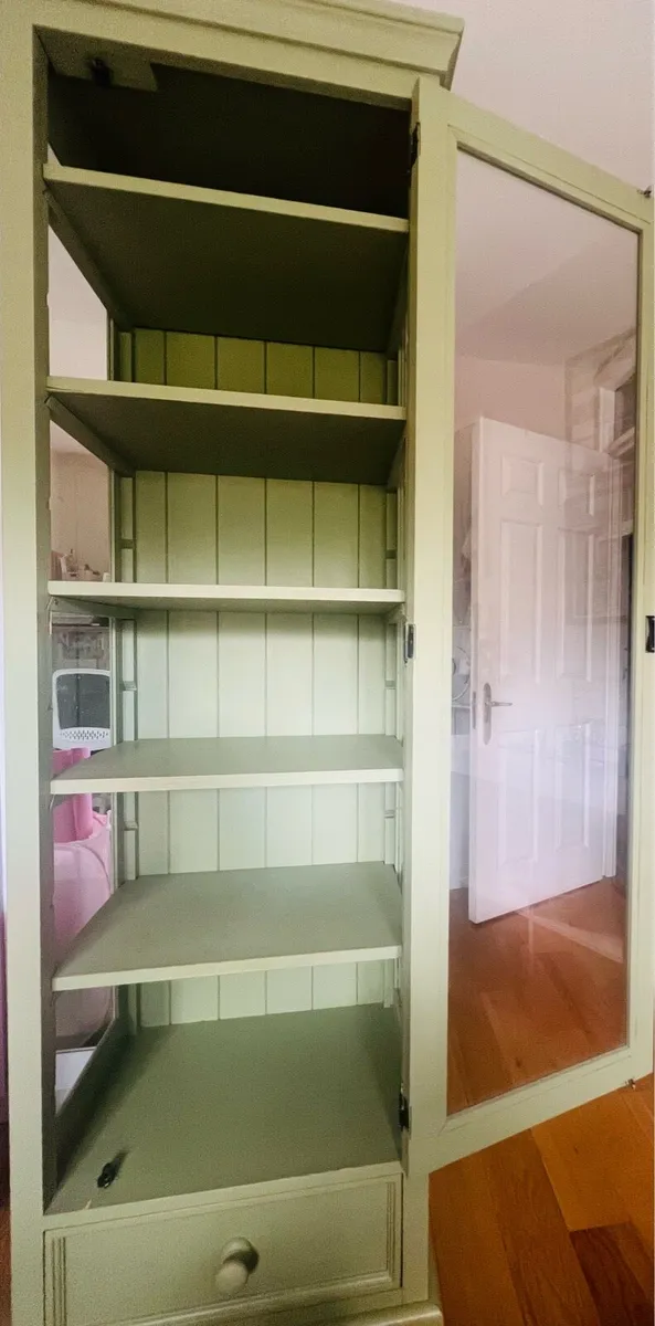 Sage green glass cabinet - Image 2