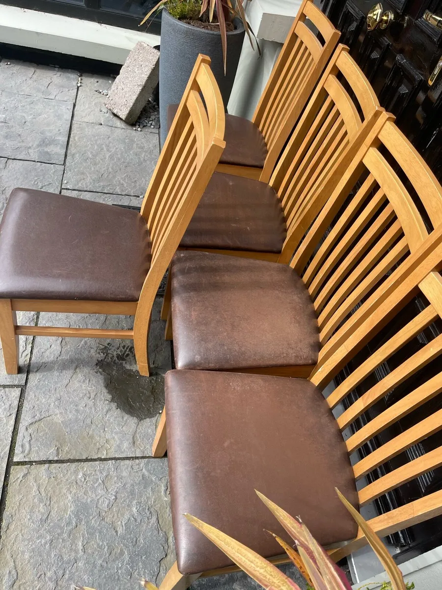 5 x Lovely Sturdy Leather Kitchen Dining Chairs - Image 2