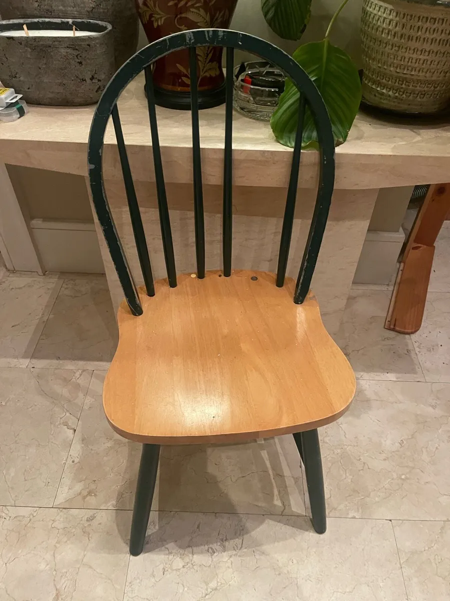 1 x Sturdy Dark Green Wooden Kitchen Dining Chair