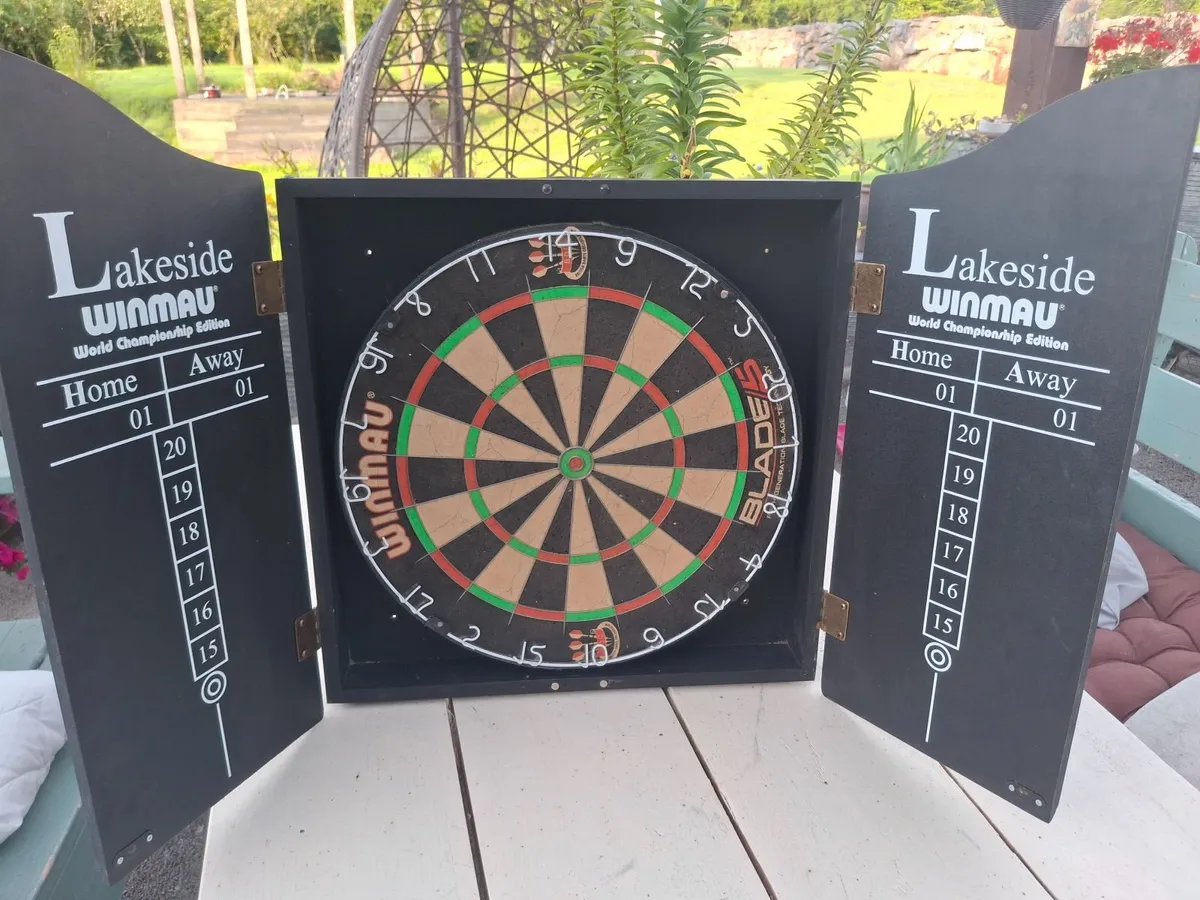 Dart board in cabinet - Image 1