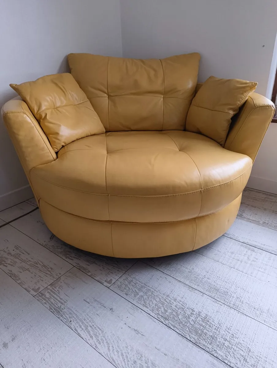 DFS Mustard Leather Cuddle Chair - Image 2