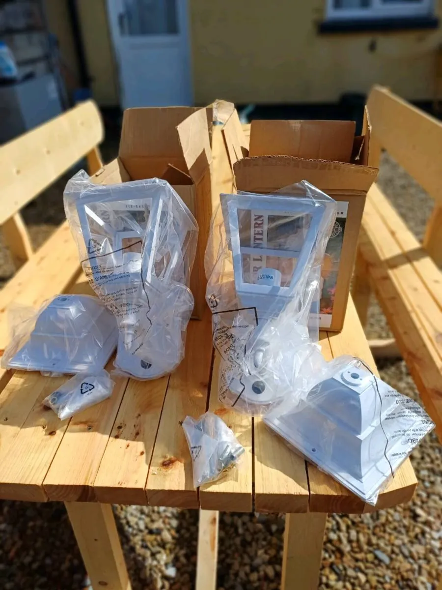Vintage Aluminium Outdoor Wall Lanterns - Image 1