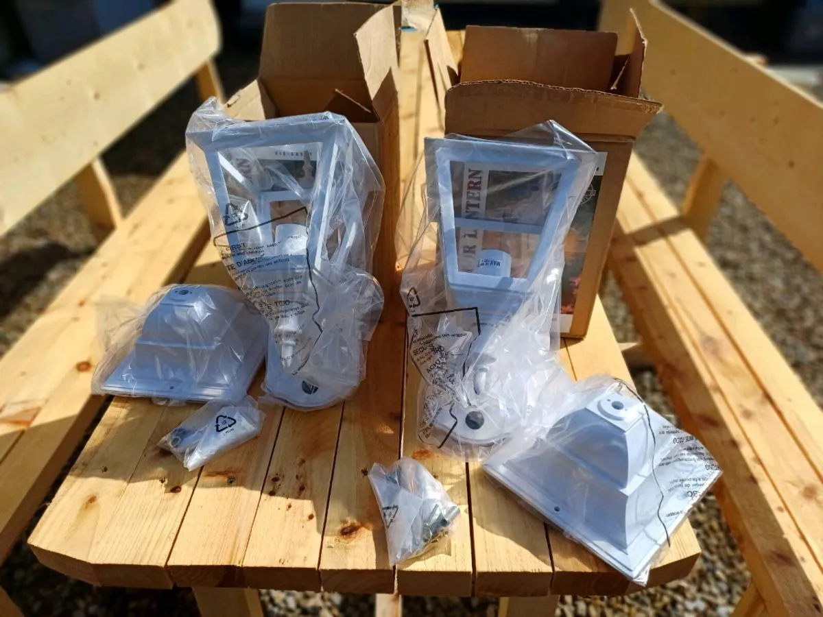 Vintage Aluminium Outdoor Wall Lanterns - Image 2