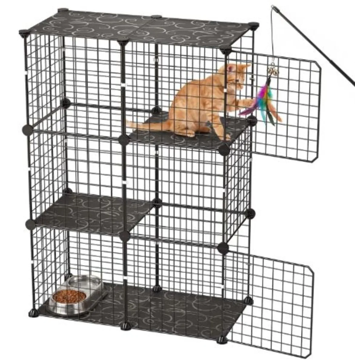 Cat Cage 3-Tier 71.1x35.5x104.1cm DIY Cat Playpen - Image 1