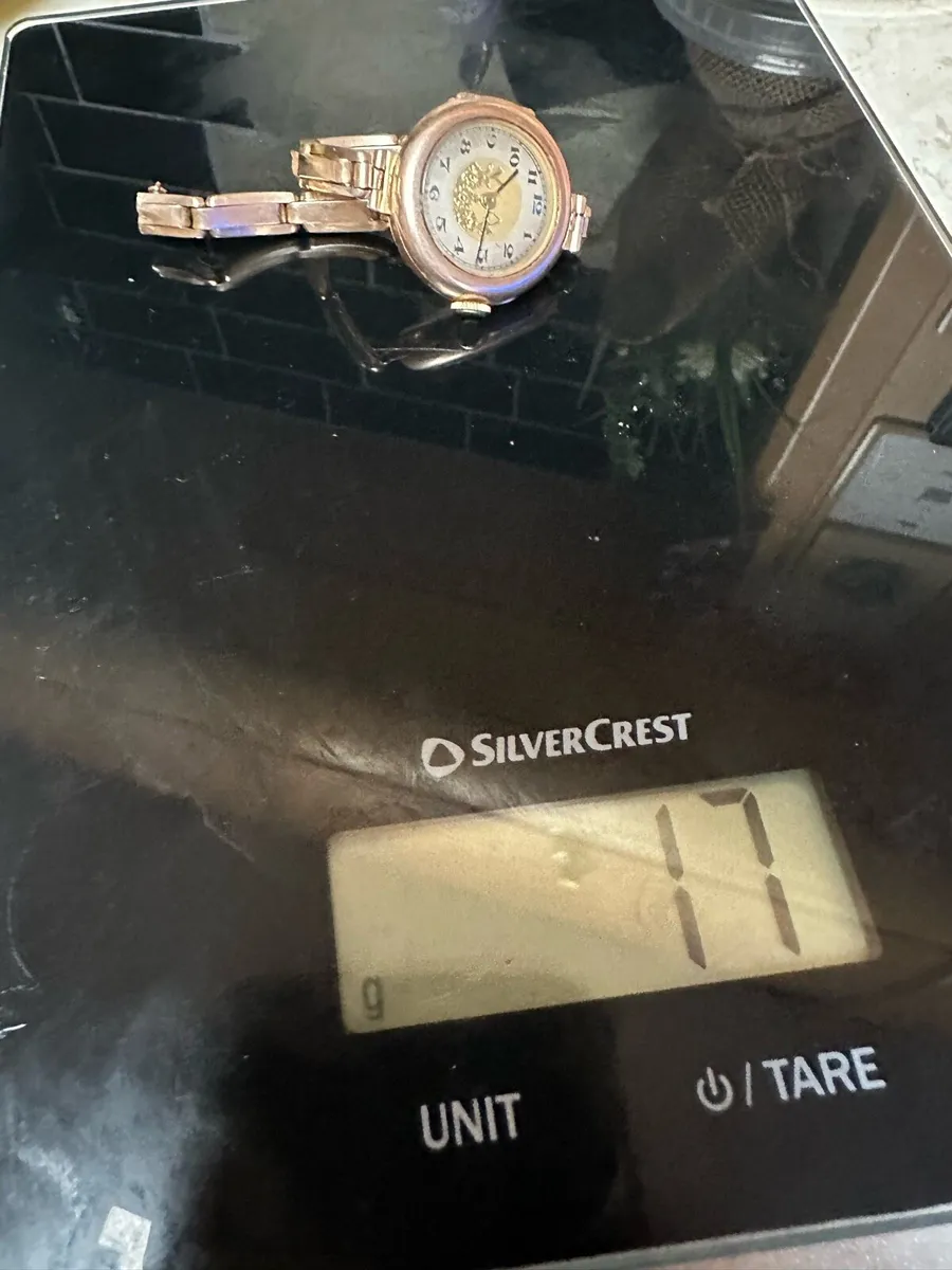 Vintage 9ct gold ladies mechanical wrist watch 17g - Image 1