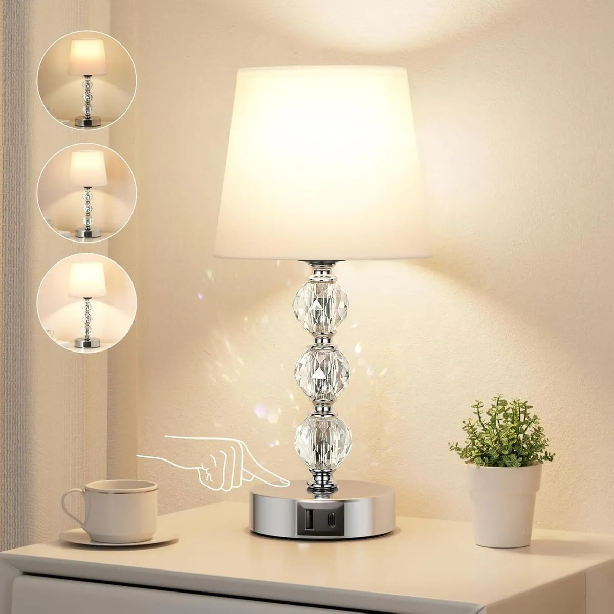 Bedside Table Lamp Crystal Touch Lamps for Bedroom - Image 1