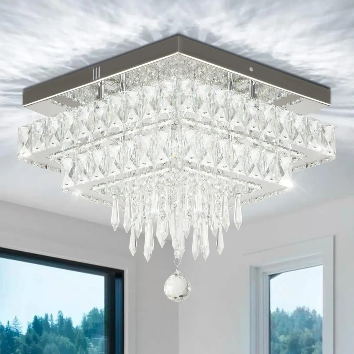 40CM 4-Tier Crystal LED Chandelier 55W 3000K Warm - Image 1