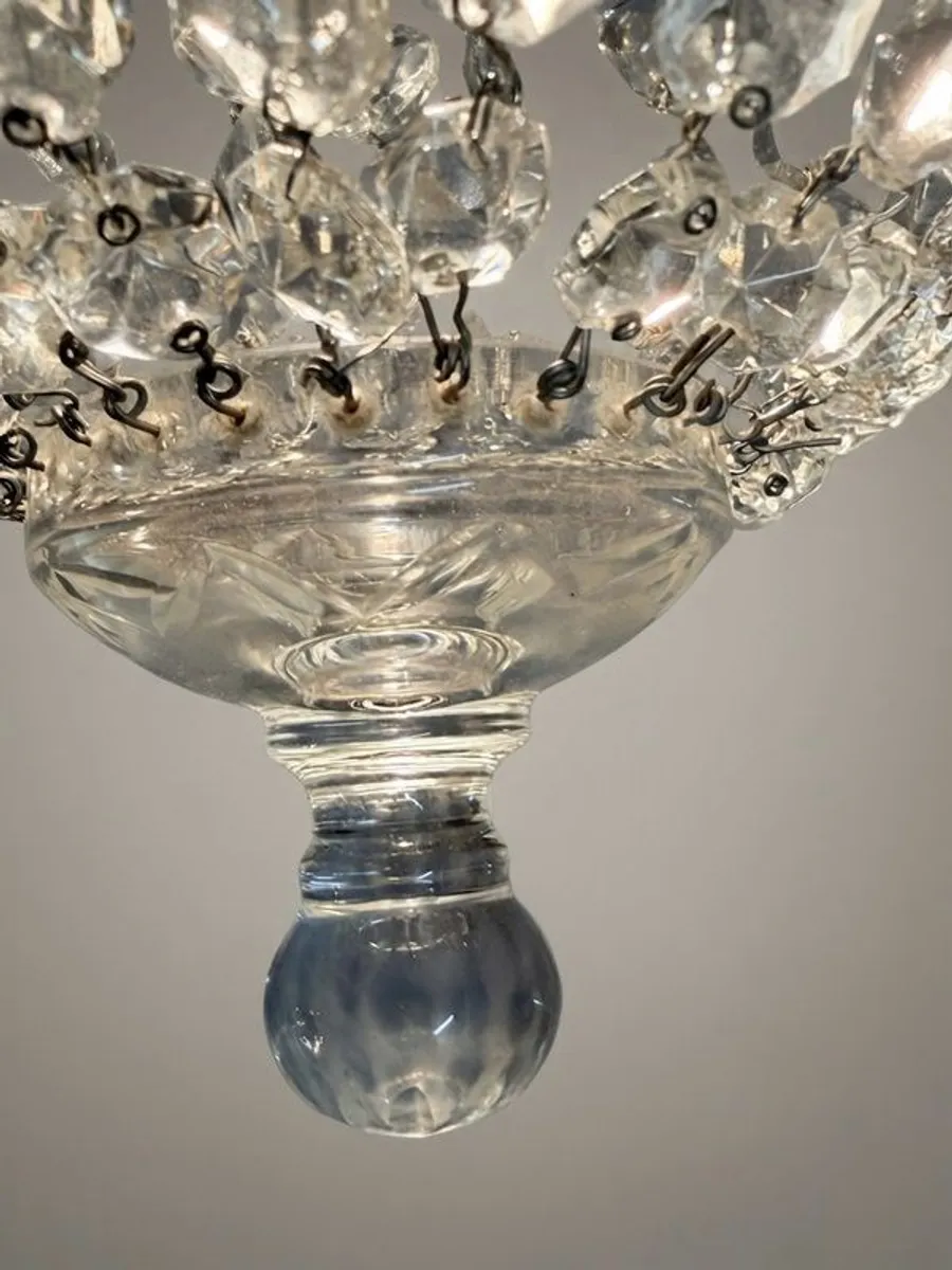 Vintage Cut Glass Basket Pendant Chandelier - Image 3