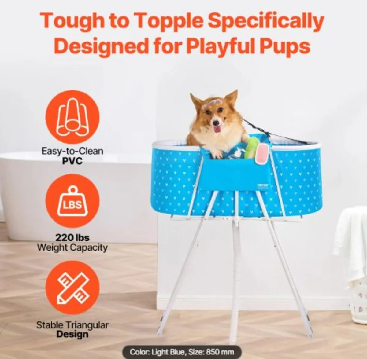 Portable Dog Bathtub, Elevated & Foldable Space - Image 3