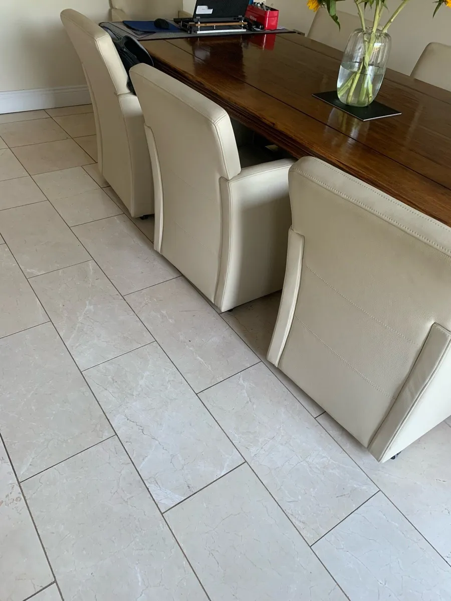 Cream leather tub chairs - Image 2