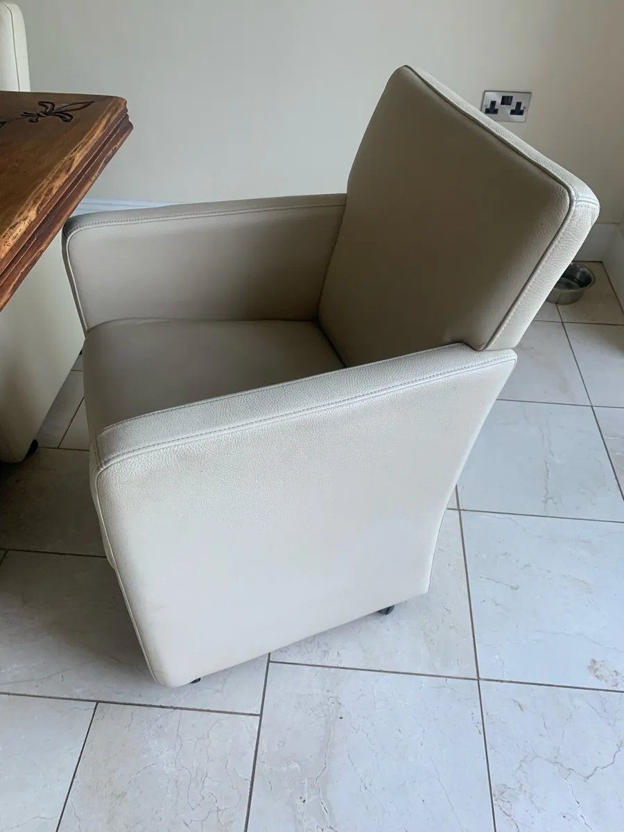 Cream leather tub chairs - Image 1