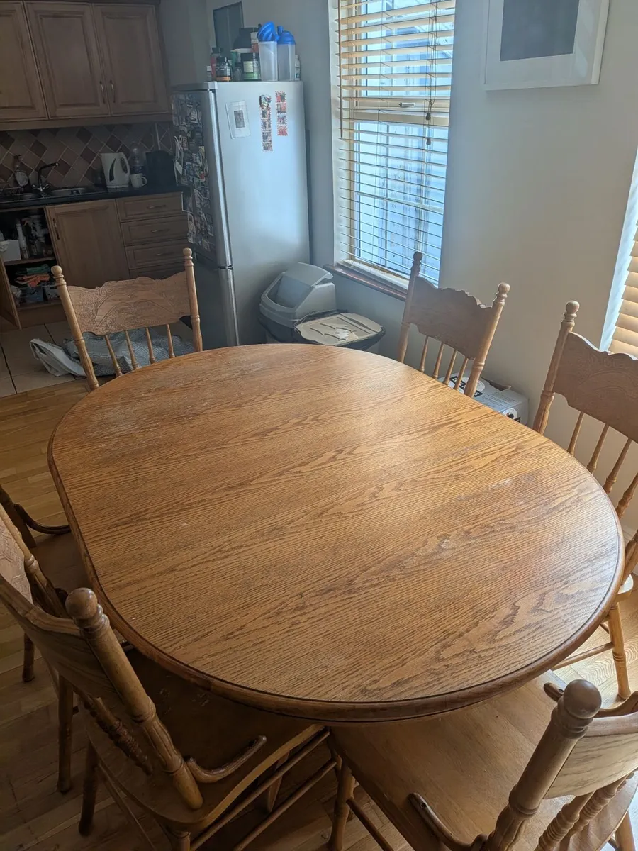 Solid Oak Dining Table and 6 Chairs - Image 1