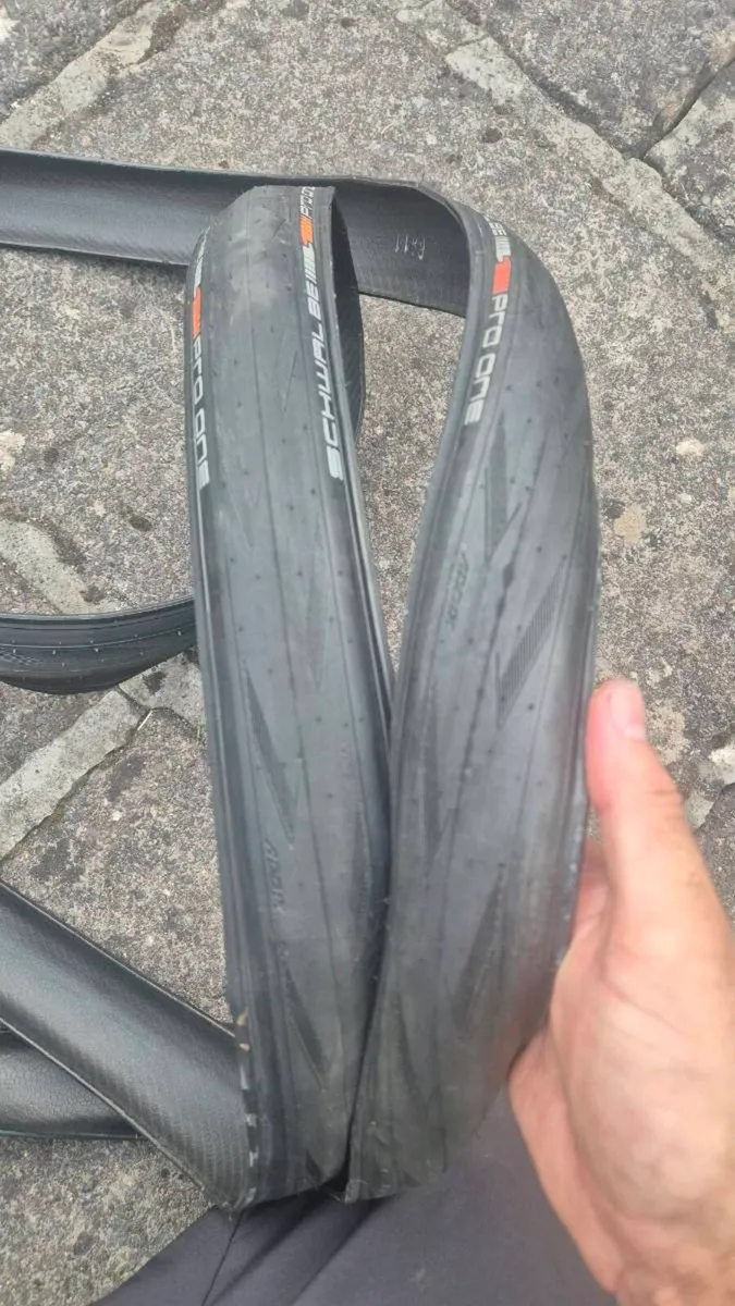 New Schwalbe pro one tubeless ready tyres. 700x25 - Image 1