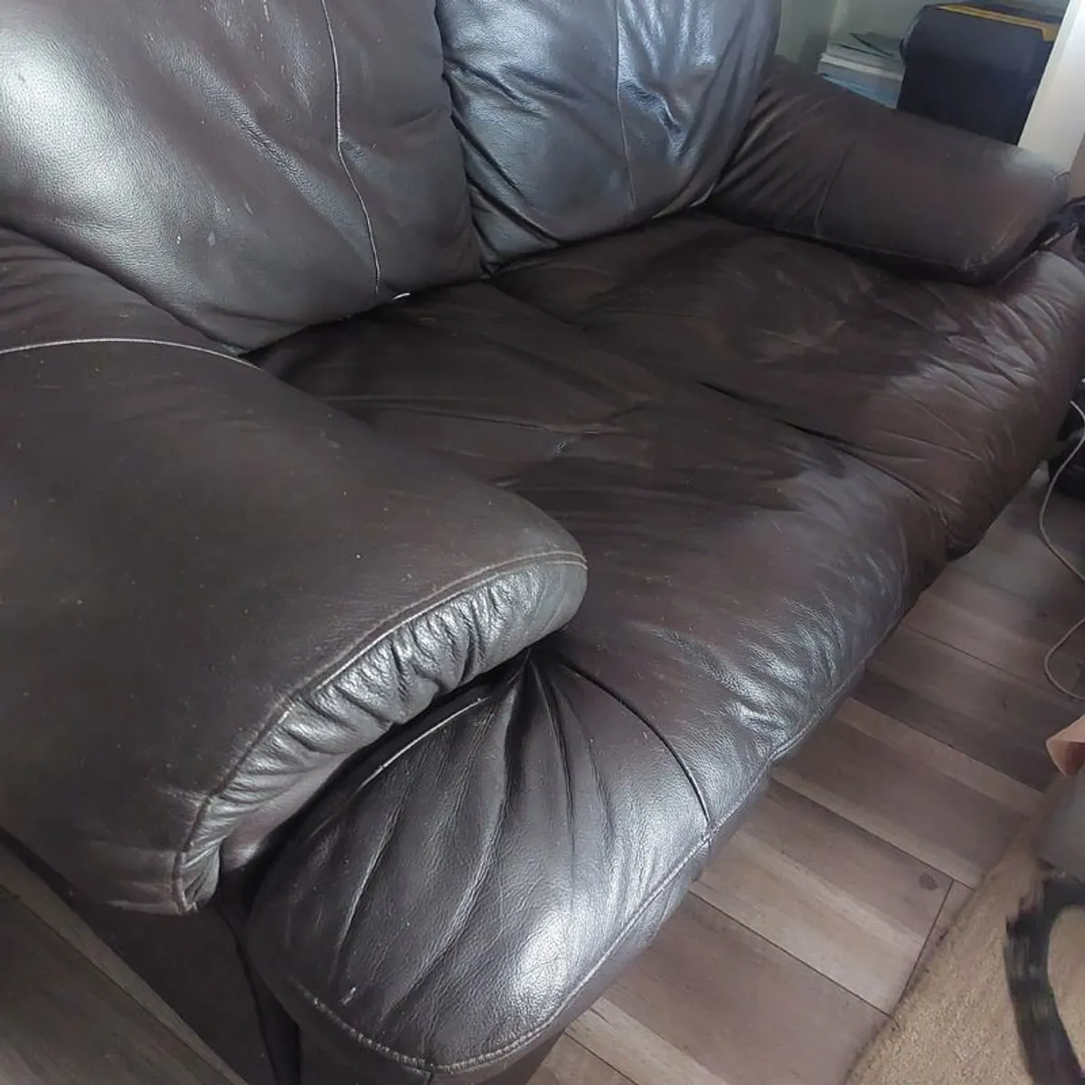 Brown leather two seater Couch - Image 1