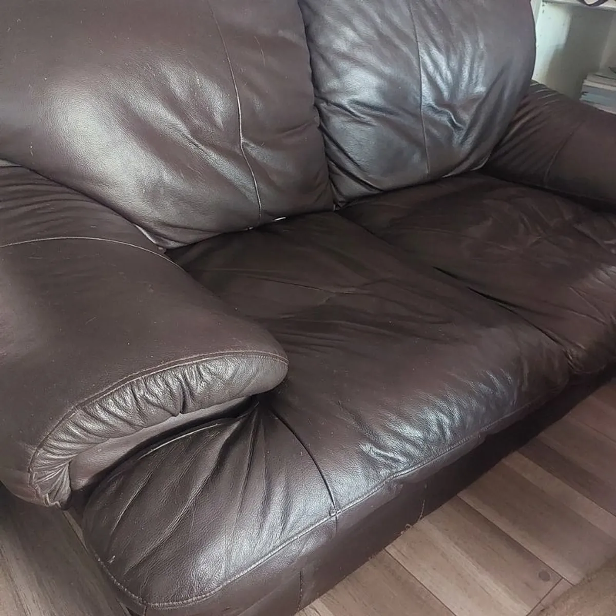 Brown leather two seater Couch - Image 3