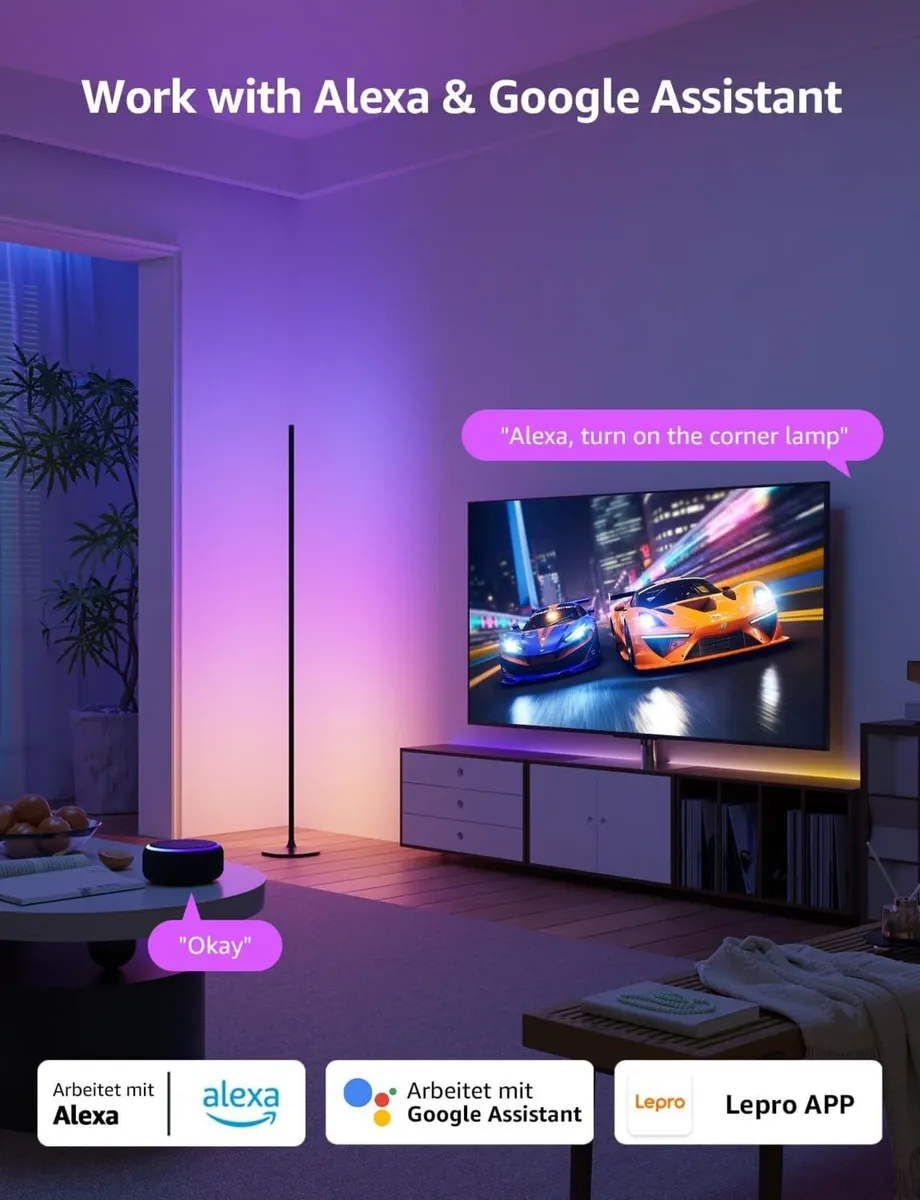 Ai Smart Floor Lamp 1000lm RGB+ic Warm LED - Image 3