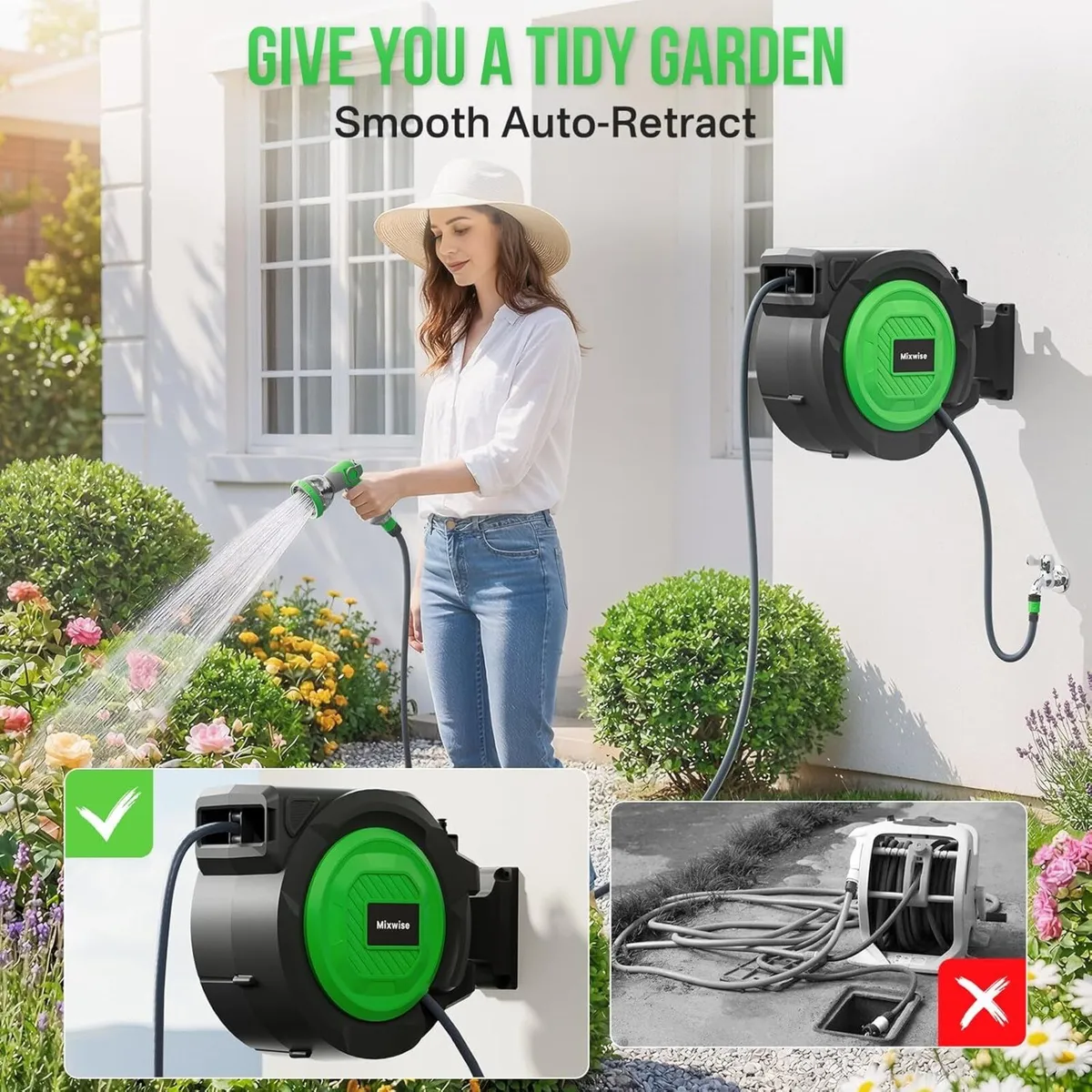 Retractable Garden Hose Reel 1 2'' X 30m+2m - Image 3