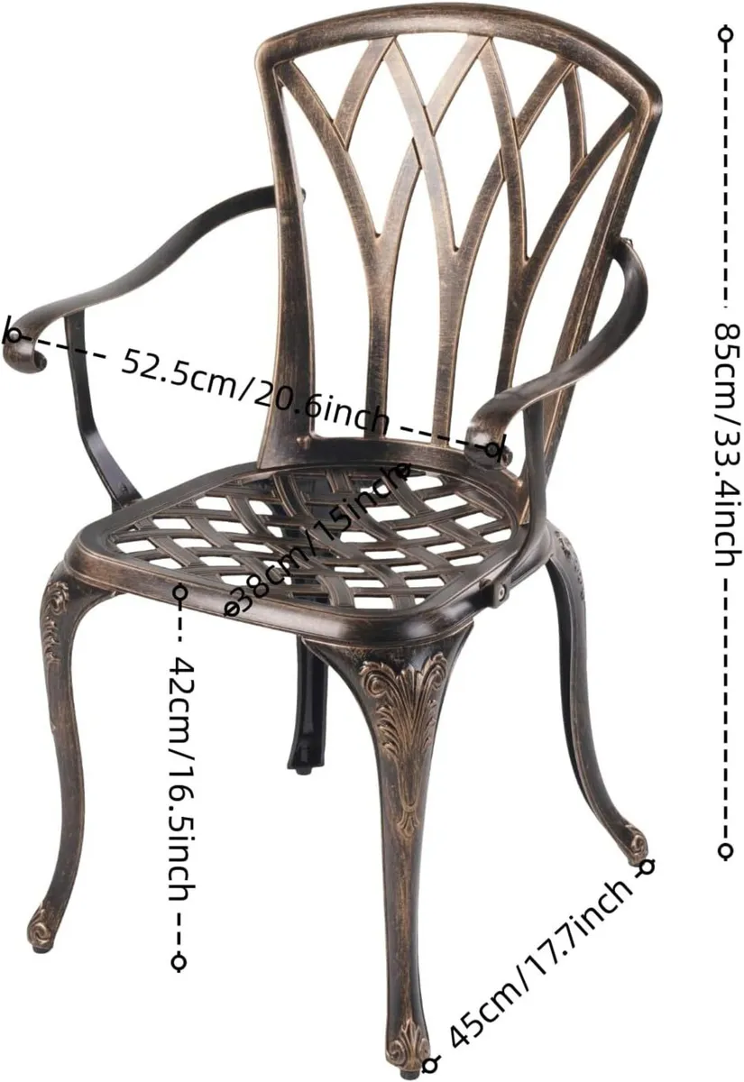 Aluminium Garden Chairs Rose Design Antique Style - Image 3