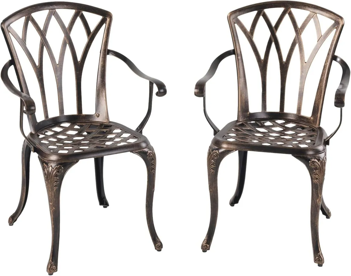 Aluminium Garden Chairs Rose Design Antique Style - Image 1