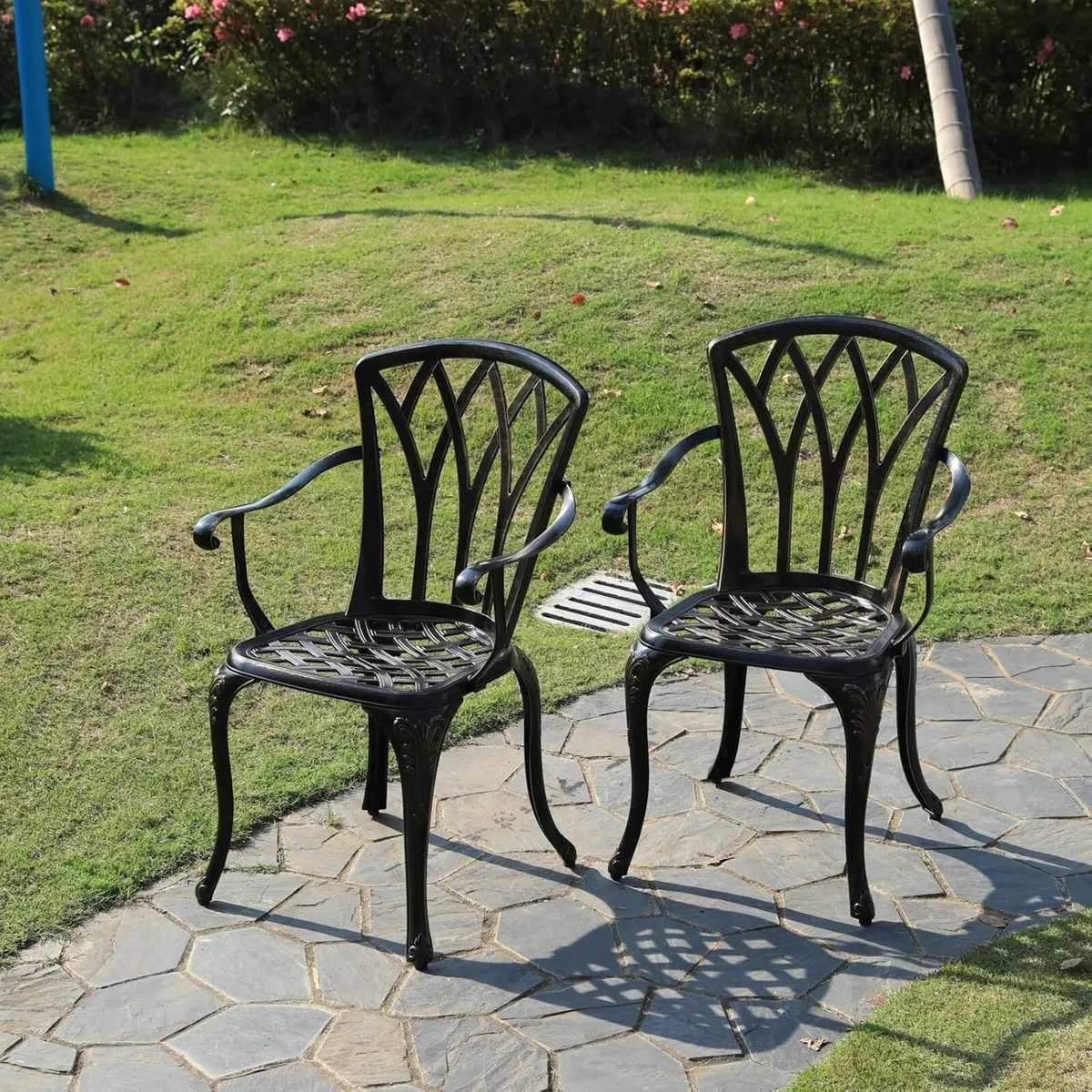 Aluminium Garden Chairs Rose Design Antique Style - Image 2