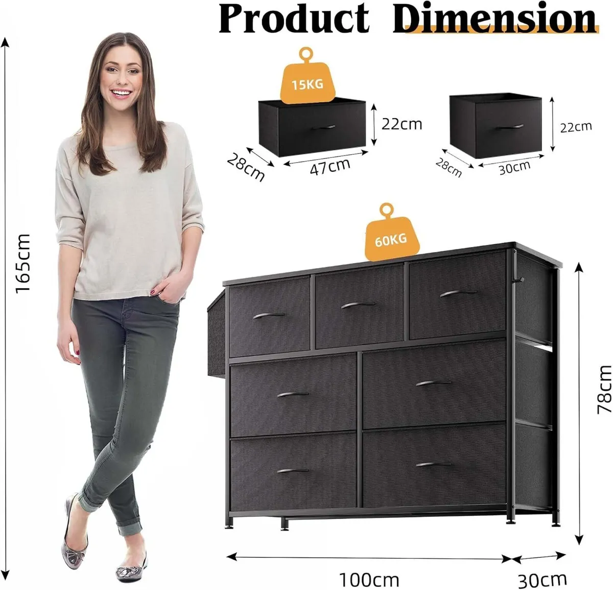 Fabric Chest of Drawers Large TV Stand - Image 3