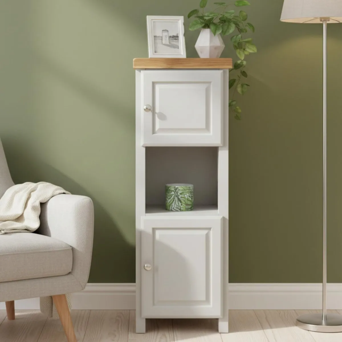 Grofurniture Tall Painted Slim Cabinet Hallway - Image 1