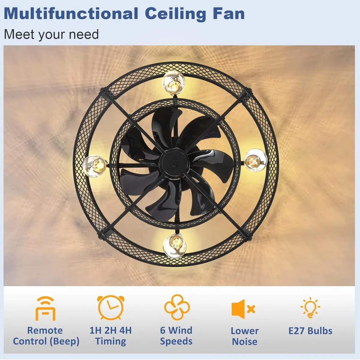 Ceiling Fan with Light: 26 Inch Remote Control - Image 3
