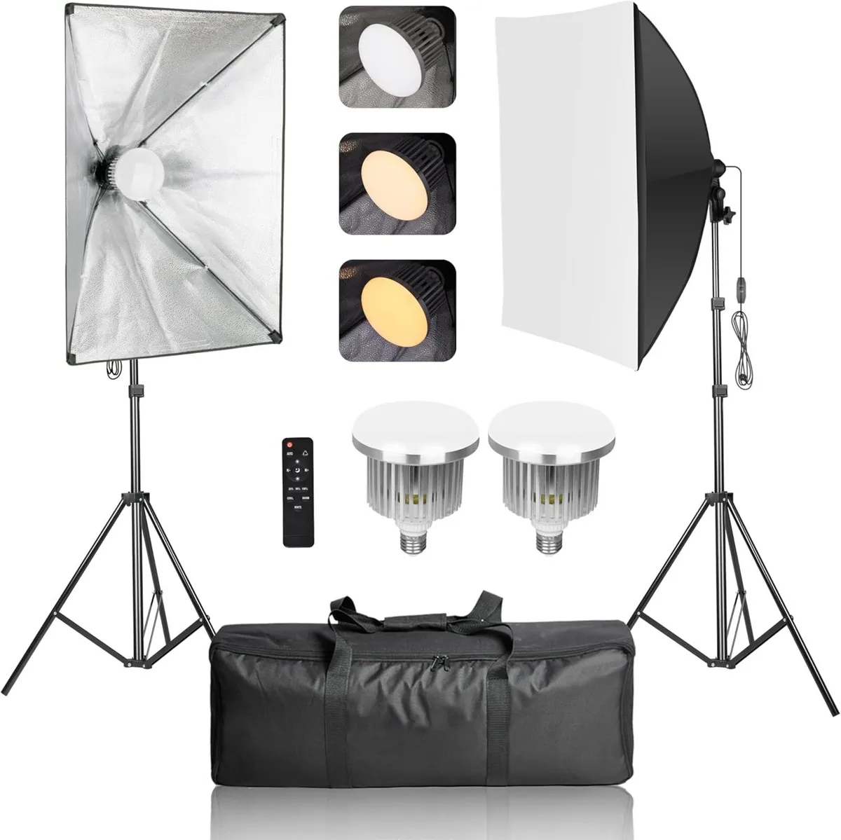 Softbox Lighting Kit 2 Packs Dimmable Soft - Image 1