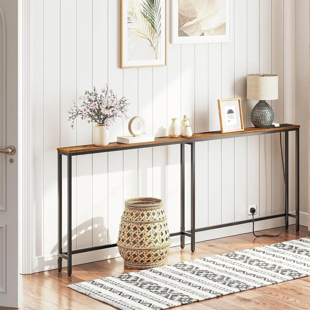 Narrow Console Table with Charging Station 200CM - Image 2