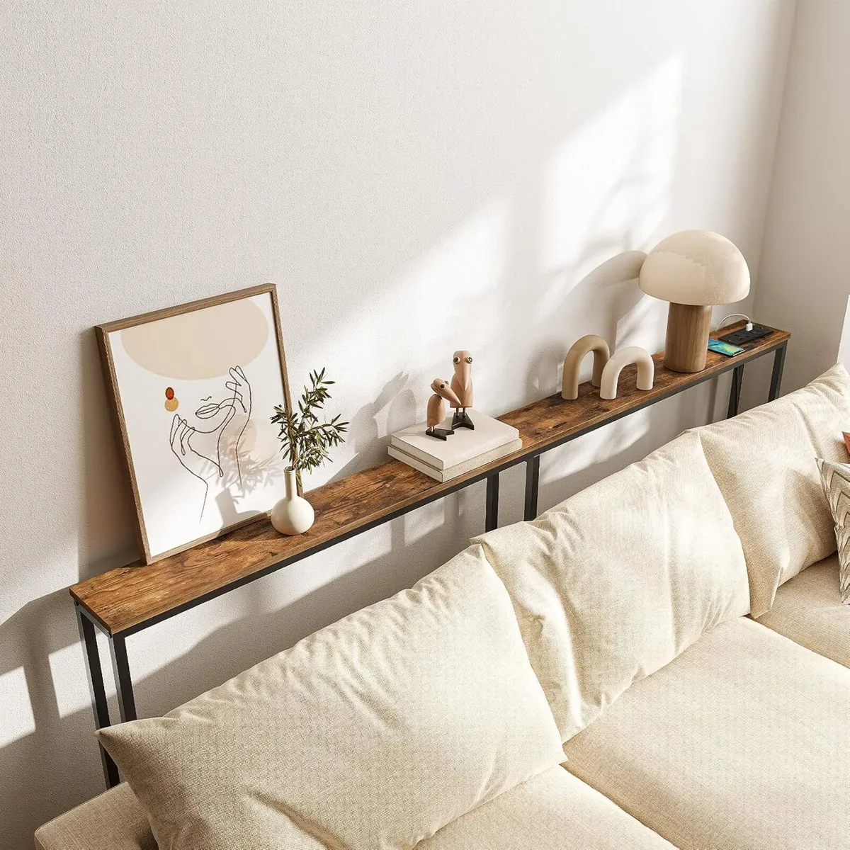Narrow Console Table with Charging Station 200CM - Image 4