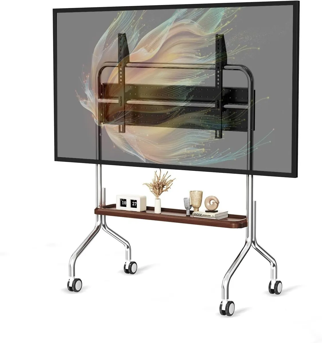 TV Stand on Wheels Shelf and Peg Board - Image 1