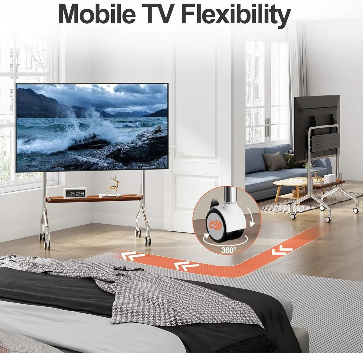 TV Stand on Wheels Shelf and Peg Board - Image 2