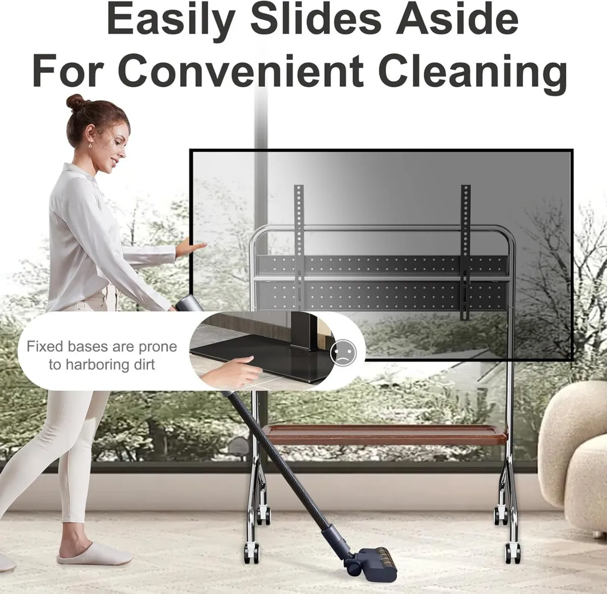 TV Stand on Wheels Shelf and Peg Board - Image 3